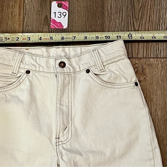 VTG 90's Levi’s 550 Slim Teen's 14 Orange Tab USA Relaxed Fit White Denim Shorts - Picture 4 of 13